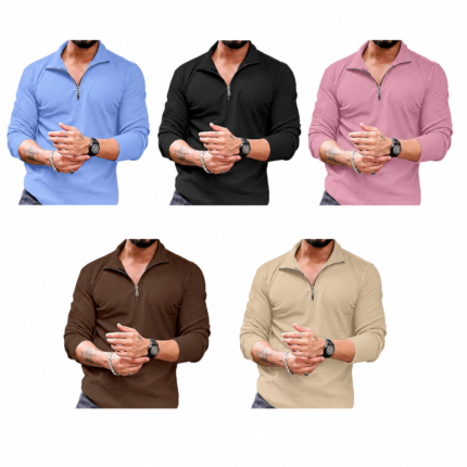 full sleeve zipper t shirt plain